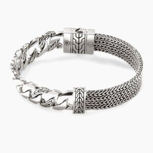 John Hardy Icon Link 12 mm Flat Chain Bracelet Push Clasp Sterling Silver NWT